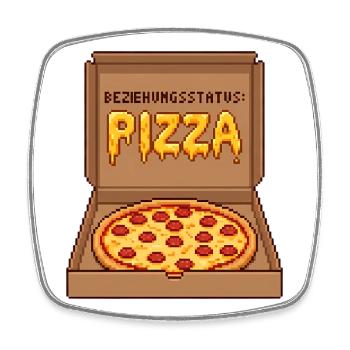 Statut relationnel Pizza célibataire Saint-Valentin - Magnet carré - blanc - Devant