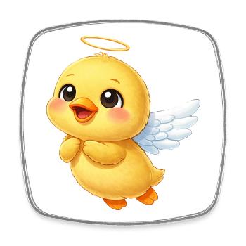 Cute Duck Cartoon Angel with Wings Friendly - Square fridge magnet - white - Front