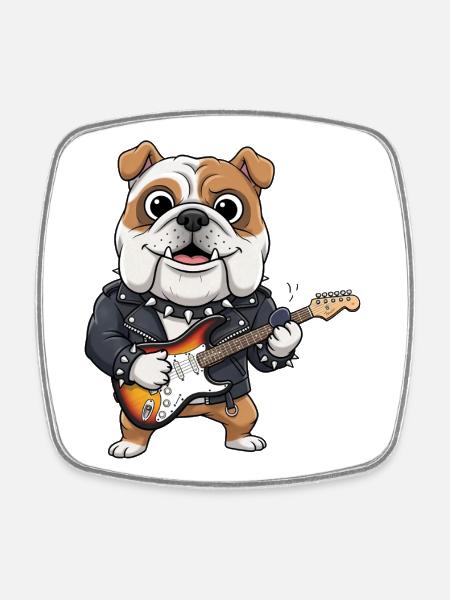 Veste en cuir Bulldog Rock - Magnet carré - blanc