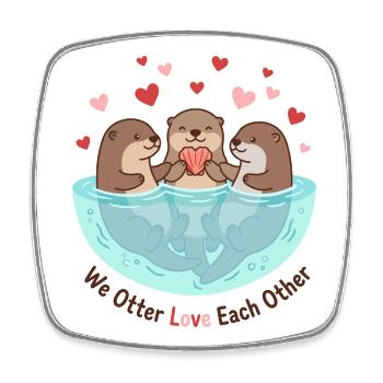 We Otter Love Each Other | Cute Otters - Square fridge magnet - white - Front
