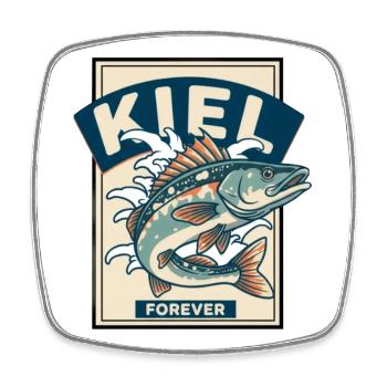 Kiel forever – fish, sea and North German pride - Square fridge magnet - white - Front