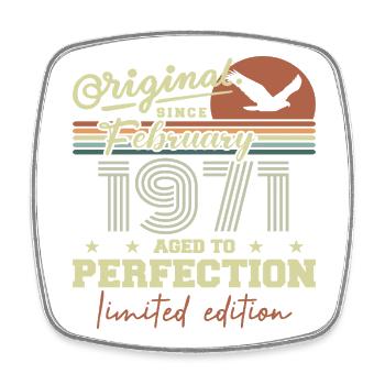 Birthday February 1971 - Square fridge magnet - white - Front