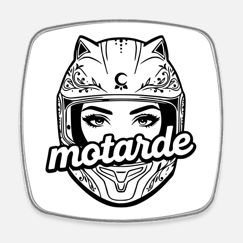 casque motarde - Magnet carré - blanc