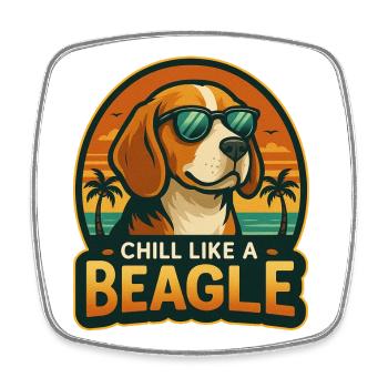 Chill like a beagle - Square fridge magnet - white - Front