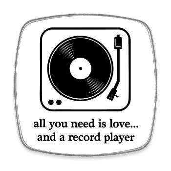 Platines – Love & Vinyl Statement - Magnet carré - blanc - Devant