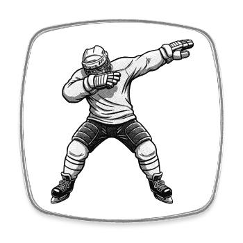 Eishockey Dab – Lustiges Sportmotiv - Viereckiger Kühlschrankmagnet - Weiß - Vorne