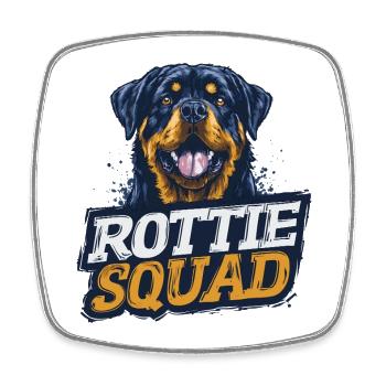 Rottie Squad – Starkes Hundemotiv - Viereckiger Kühlschrankmagnet - Weiß - Vorne