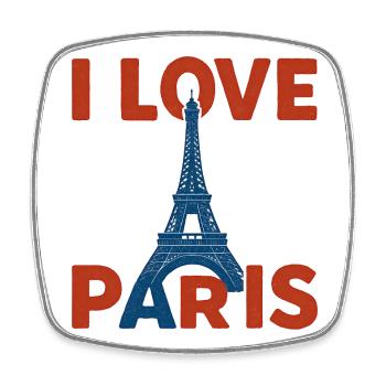 Liebe Paris Eiffelturm-Grafik - Viereckiger Kühlschrankmagnet - Weiß - Vorne