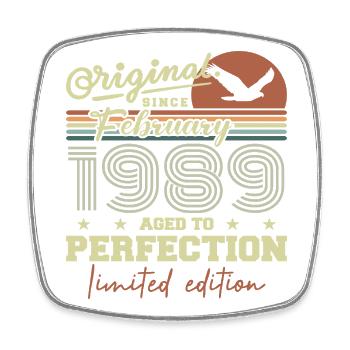 Birthday February 1989 - Square fridge magnet - white - Front