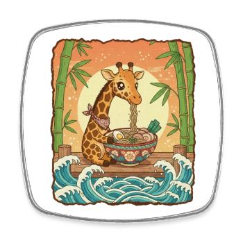 Nouilles ramen girafes de kawaï - Magnet carré - blanc - Devant