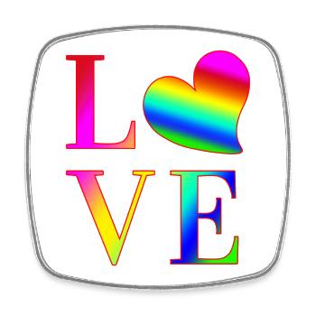 LOVE COLORFUL TYPOGRAPHY - Square fridge magnet - white - Front