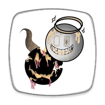 Schmelzende Gesichter Engel und Teufel Design  - Viereckiger Kühlschrankmagnet - Weiß - Vorne