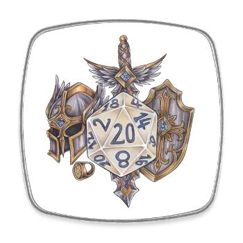Rollenspiel Tabletop D20 Würfel Geschenk Paladin - Viereckiger Kühlschrankmagnet - Weiß - Vorne