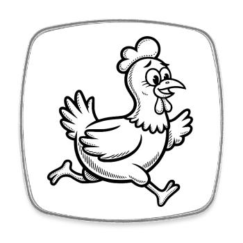 Lustiges Huhn Henne Hahn Gockel Rennen Laufen  - Viereckiger Kühlschrankmagnet - Weiß - Vorne