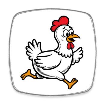 Rennendes Huhn Hahn Gockel Geflügel Henne Lustig - Viereckiger Kühlschrankmagnet - Weiß - Vorne