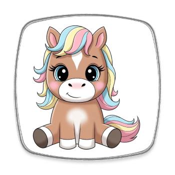 Pastellpony Kuschelpony Cartoon - Viereckiger Kühlschrankmagnet - Weiß - Vorne