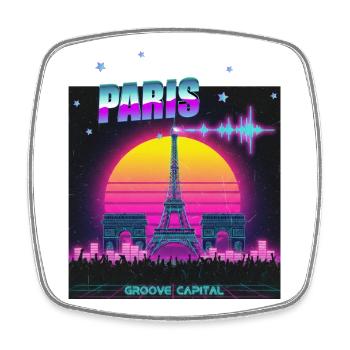 Paris Retro Wave Techno - Magnet carré - blanc - Devant