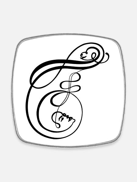 Faces de la calligraphie en forme de lettre F - Magnet carré - blanc