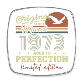 Geburtstag März 1973 - Viereckiger Kühlschrankmagnet - Weiß - Vorne