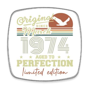 Geburtstag März 1974 - Viereckiger Kühlschrankmagnet - Weiß - Vorne