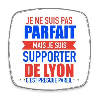 Cadeau Supporter Lyon Foot Lyonnais - Magnet carré - blanc - Devant