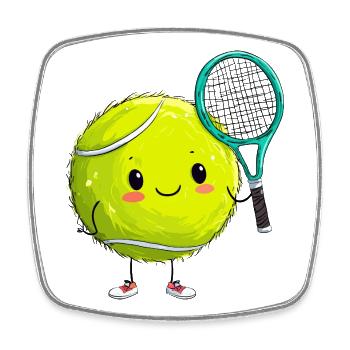Kuschel Tennisball mit Schläger - Viereckiger Kühlschrankmagnet - Weiß - Vorne