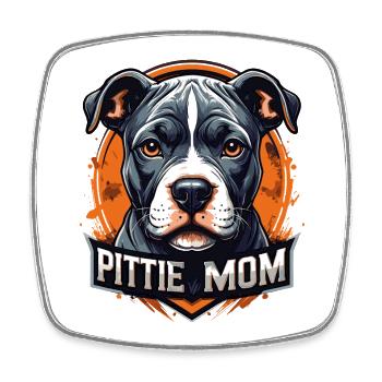 Art pitbull de la mère pitbull Pittie - Magnet carré - blanc - Devant