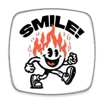 Smile! Fiery Friend Smiley - Square fridge magnet - white - Front