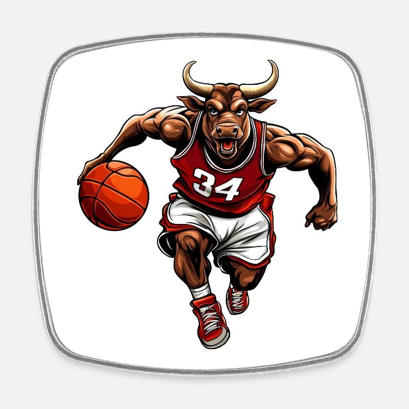 Basketball Bull - Square fridge magnet - white