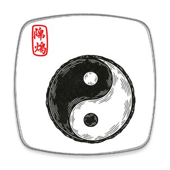 Yin et Yang - Magnet carré - blanc - Devant