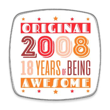 Retro Anniversary 2008: 18 years - Square fridge magnet - white - Front