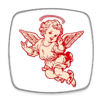 Rock Cherub – Angel with Metal Hand Signals - Square fridge magnet - white - Front
