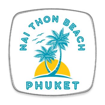 Coucher de soleil de palmier de Nai Thon Beach Phuket - Magnet carré - blanc - Devant