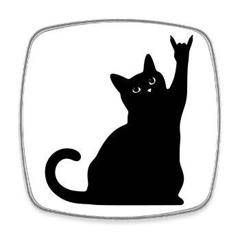 Black Cat – Devil Horns Silhouette - Square fridge magnet - white - Front