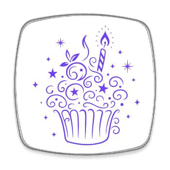 Cupcake mit Blaubeeren und Kerze - Geburtstag - Viereckiger Kühlschrankmagnet - Weiß - Vorne