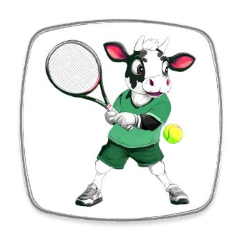 Tennis Cow - Square fridge magnet - white - Front