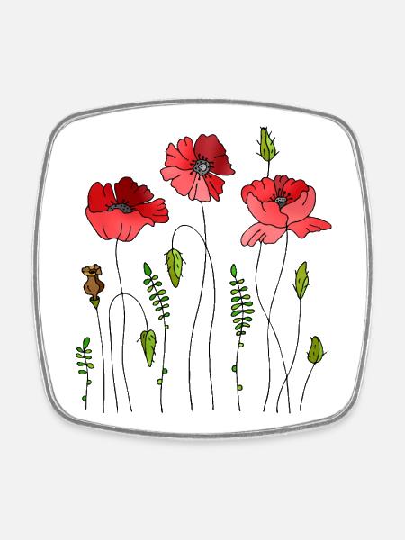 Flowers - Square fridge magnet - white