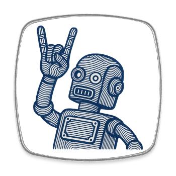 Retro Robot Horns Line Art - Viereckiger Kühlschrankmagnet - Weiß - Vorne