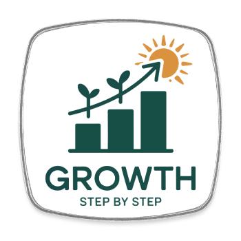 Growth Step by Step – Erfolg & Wachstum - Viereckiger Kühlschrankmagnet - Weiß - Vorne