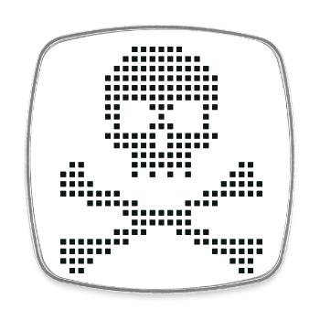 Pixel Skull Crossbones - Square fridge magnet - white - Front