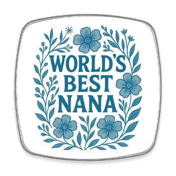 World's Best Nana Floral Wreath - Square fridge magnet - white - Front