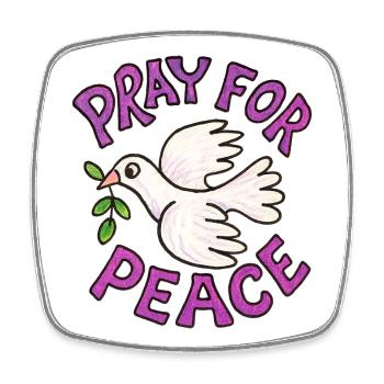 Peace Dove Olive Prayer - Square fridge magnet - white - Front