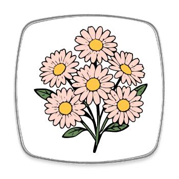 Flower pastel pink flowers blossom bouquet - Square fridge magnet - white - Front