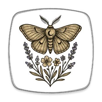 Papillon de nuit avec une couronne de fleurs - Magnet carré - blanc - Devant