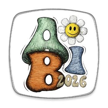 Abitur 2026 Blume Doodle Abi Schrift - Viereckiger Kühlschrankmagnet - Weiß - Vorne