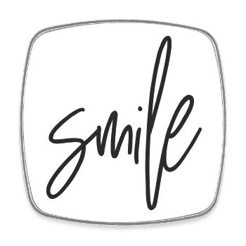 SMILE – Un design de texte positif pour une bonne humeur - Magnet carré - blanc - Devant