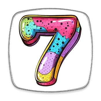 7 Number Colorful - Square fridge magnet - white - Front