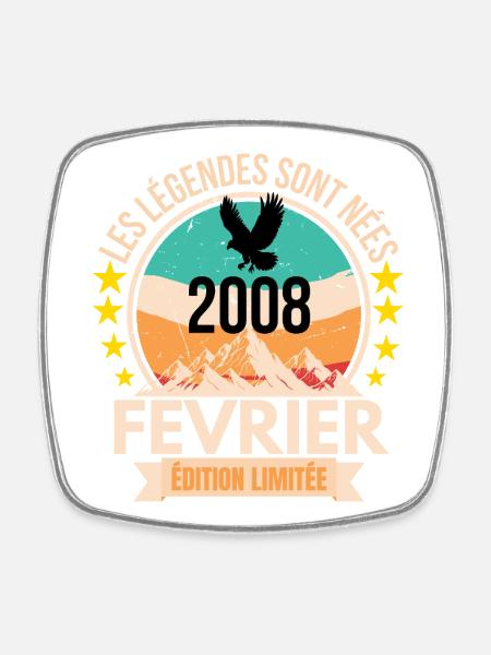 Legends werden im Februar 2008 geboren, Geburtstag 18 - Viereckiger Kühlschrankmagnet - Weiß