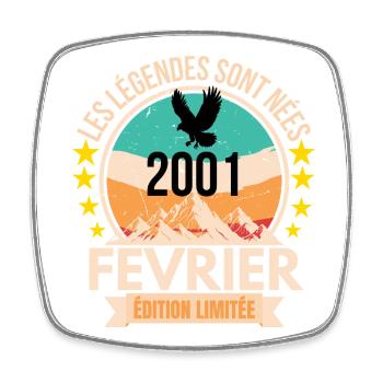 Février 2001 – Légende vintage - Magnet carré - blanc - Devant