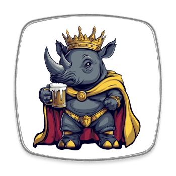 Rhino Beer King - Magnet carré - blanc - Devant